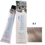 Nouvelle Hair Color Стійка крем-фарба для волосся_8.1 світло-попелястий русявий 100мл