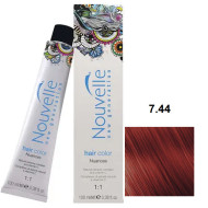 Nouvelle Hair Color Стійка крем-фарба для волосся_7.44 яскравий мідно-русявий 100мл Nouvelle Hair Color Стійка крем-фарба для волосся_7.44 яскравий мідно-русявий 100мл
