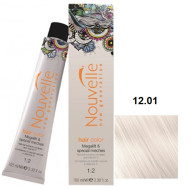 Nouvelle Hair Color Стійка крем-фарба для волосся_12.01 ультра світлий блондин плюс з попільним відтінком