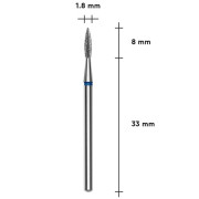 Staleks Expert FA11B018/8_Фреза діамантова полум’я гостре синє діаметр 1,8мм/робоча частина 8мм