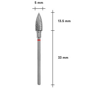Staleks Expert FT10R050/13.5_Фреза твердосплавна полум’я червоне діаметр 5мм/робоча частина 13,5мм