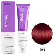 Erayba Gamma Color Стійка крем-фарба для волосся_5/99 світлий інтенсивний червоно-коричневий 100мл Erayba Gamma Color Стійка крем-фарба для волосся_5/99 світлий інтенсивний червоно-коричневий 100мл