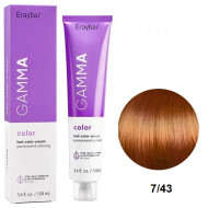 Erayba Gamma Color Стійка крем-фарба для волосся_7/43 мідно-золотистий блонд 100мл Erayba Gamma Color Стійка крем-фарба для волосся_7/43 мідно-золотистий блонд 100мл