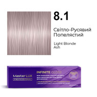 Master LUX Infinite Gloss Демі-перманентна крем-фарба_8.1 Світло-русявий попелястий 60мл Master LUX Infinite Gloss Демі-перманентна крем-фарба_8.1 Світло-русявий попелястий 60мл