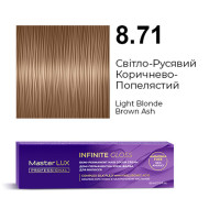 Master LUX Infinite Gloss Демі-перманентна крем-фарба_8.71 Світло-русявий коричнево-попелястий 60мл Master LUX Infinite Gloss Демі-перманентна крем-фарба_8.71 Світло-русявий коричнево-попелястий 60мл