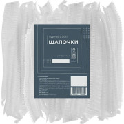 Etto Шапочки одноразові Гармошка з спанбонду, колір білий (100шт/пач)_ Etto Шапочки одноразові Гармошка з спанбонду, колір білий (100шт/пач)_