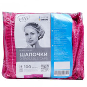 Etto Шапочки одноразові Гармошка з спанбонду, колір рожевий (100шт/пач)_ Etto Шапочки одноразові Гармошка з спанбонду, колір рожевий (100шт/пач)_