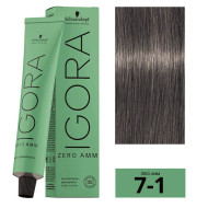 Schwarzkopf Igora Zero Amm Стійка крем-фарба без аміаку_7-1 середній блондин Cendre 60мл Schwarzkopf Igora Zero Amm Стійка крем-фарба без аміаку_7-1 середній блондин Cendre 60мл