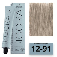 Schwarzkopf Igora Royal Color Highlifts Перманентная крем-фарба_12-91 спеціальний блондин фіолетовий сандре
