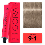 Schwarzkopf Igora Royal Стійка крем-фарба для волосся_9-1 екстра світлий блондин сандре 60мл Schwarzkopf Igora Royal Стійка крем-фарба для волосся_9-1 екстра світлий блондин сандре 60мл